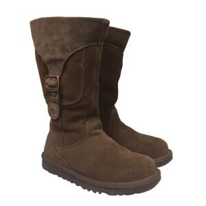 UGG Women's Vintage Cargo Pocket Sheepskin Brown Leather Suede Midi Boot Size 5